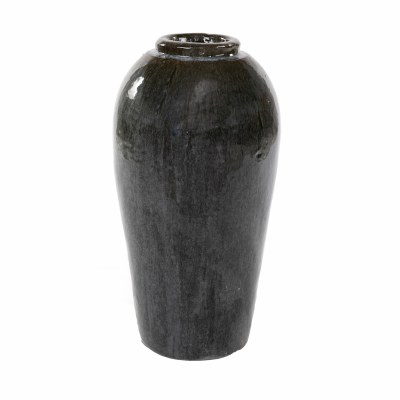 22" Dark Gray Ceramic Floor Vase