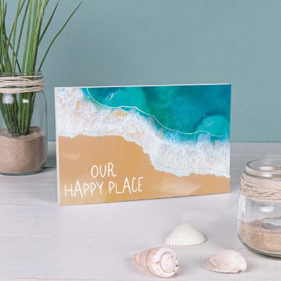 5" x 8" "Our Happy Place" Coastal Wall Art Plaque