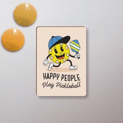 3.5" "Happy People Play Pickleball" Pickleball Magnet