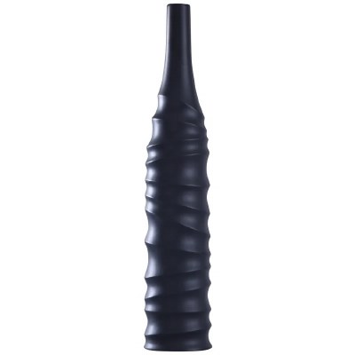 24" Black Wavy Ceramic Vase