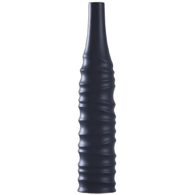 32" Black Wavy Ceramic Vase