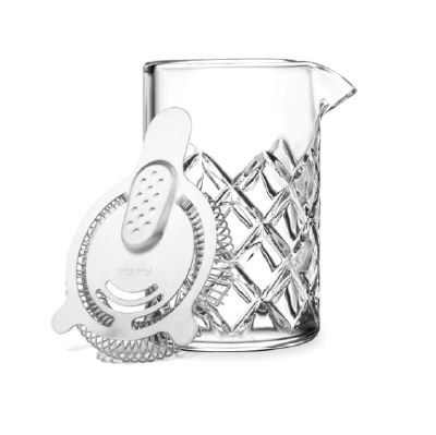 Glass Diamond Mixing Pitcher With a Stainless Steel Strainer