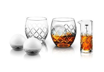 Two Rocks Glasses, Two 2" Round Ice Moulds, and One Jigger Five Piece Set