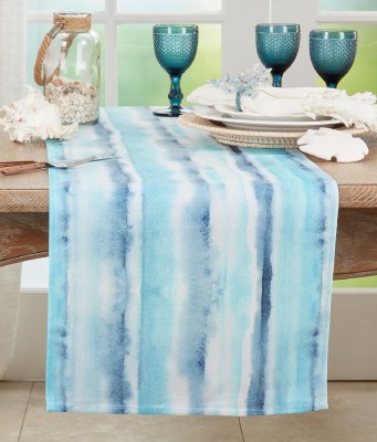 16" x 70" Blue Watercolor Table Runner
