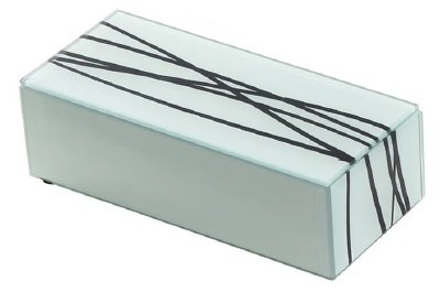 3" x 8" White and Black Lines Glass Box