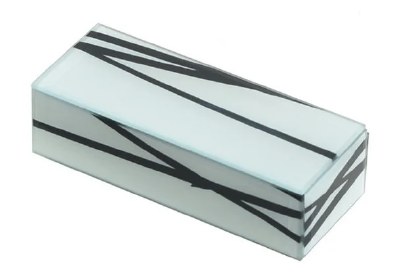 2" x 6" White and Black Lines Glass Box