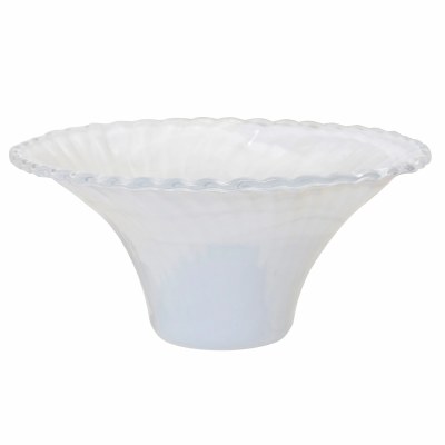 17" Round White Flute Rim Glass Bowl
