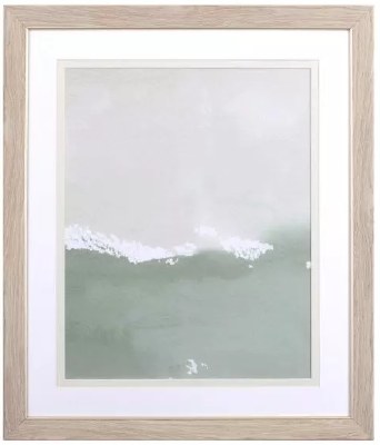 27" x 23" Green Bottom Abstract Landscape Framed Print Under Glass