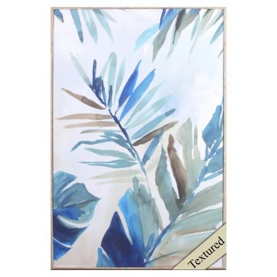 35" x 23" Blue Tropical Heat 1 Gel Textured Coastal Framed Print