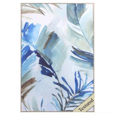 35" x 23" Blue Tropical Heat 2 Gel Textured Coastal Framed Print