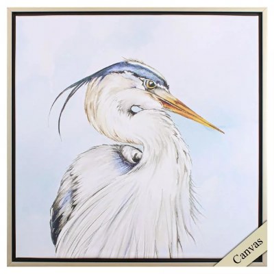 30" Sq Port Heron 1 Coastal Framed Canvas