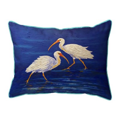 11" x 14" Two Ibis on Dark Blue Decorative Indoor/Outdoor Pillow