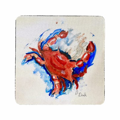 4" Square Red Crab Coaster