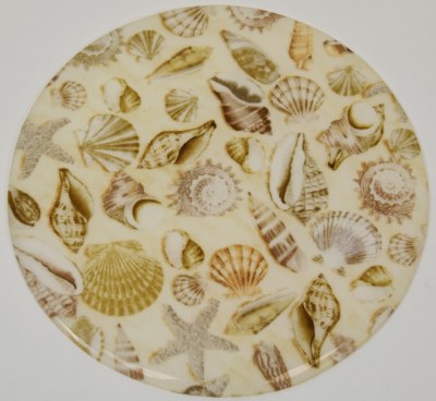 8" Round Brown Sea Shells Trivet