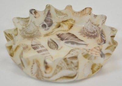 4" Round Brown Sea Shells Scallop Edge Coaster