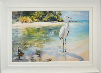 33" x 45" Coastal Elegance Gel Textured Print in a White Frame