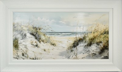 30" x 50" No Shoes Required Coastal Gel Textured Print in a White Frame