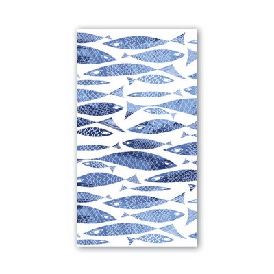 8" x 5" Splash Blue Fish Guest Towels
