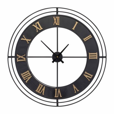 34" Round Black and Gold Metal Ring Wall Clock