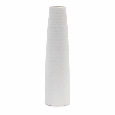 16" White Ceramic Slim Vase
