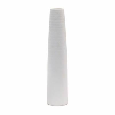 20" White Ceramic Slim Vase
