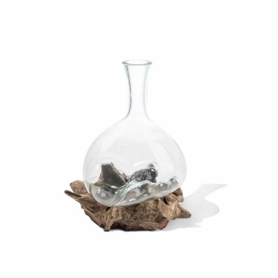 13" Glass Vase on Driftwood