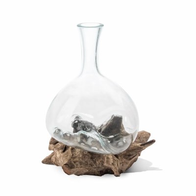 18" Glass Vase on Driftwood