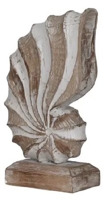 Medium Whitewash Wood Nautilus Shell Statue