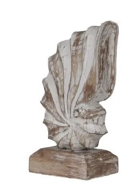Small White Wash Wood Nautilus Shell Statue