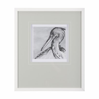 26" x 22" Bird Portrait Sketch 4 Framed Coastal Print Under Glass