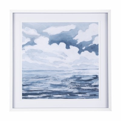 32" Sq Clouds and Sea 1 Framed Coastal Print Under Glass