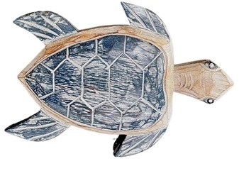 9" Blue Wood Sea Turtle Coastal Wood Wall Art Plaque