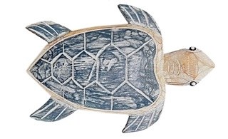 8' Blue Wood Sea Turtle Coastal Wood Wall Art Plaque