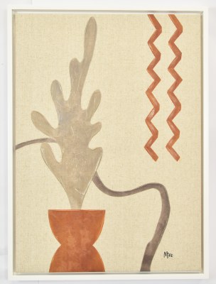 30" x 22" Terracotta Potted Plant 1 Canvas in a White Frame