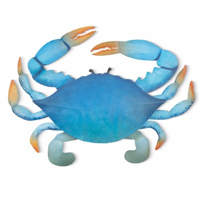 8" Bright Blue Crab Coastal Metal Wall Art Plaque
