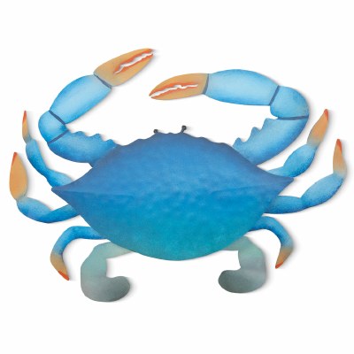 15" Bright Blue Crab Coastal Metal Wall Art Plaque
