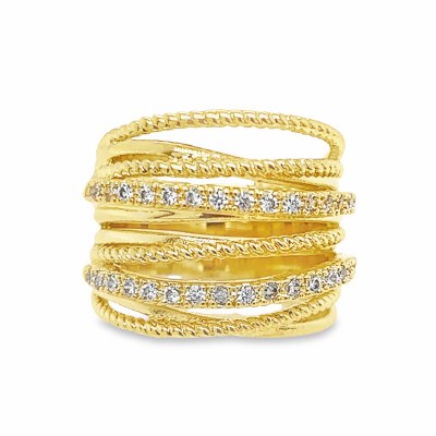 Size 8 Multi Band Gold Sterling Silver Plated Ring