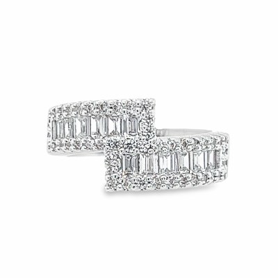Size 6 Cubic Zirconia Bars Touching Sterling Silver Plated Ring