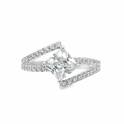 Size 10 Square Cubic Zirconia Sterling Silver Plated Ring