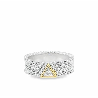 Size 5 Gold Triangle Shaped Cubic Zirconia Sterling Silver Plated Ring