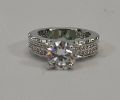 Size 10 Cubic Zirconia Stone Sterling Silver Plated Ring