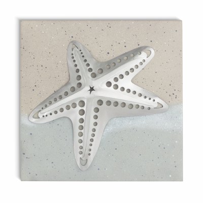 10" Sq Starfish on the Shore Coastal Metal Wall Art Plaque MM341B