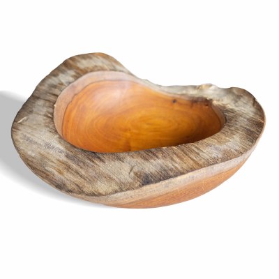 10" Round Teak Wood Rustic Bowl MMG106