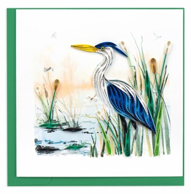 6" Square Great Blue Heron Quilling Card