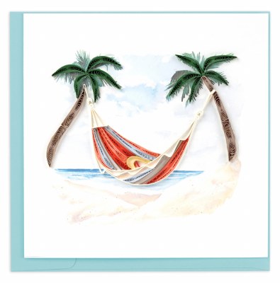 6" Square Palm Trees and a Hammock Quilling Card