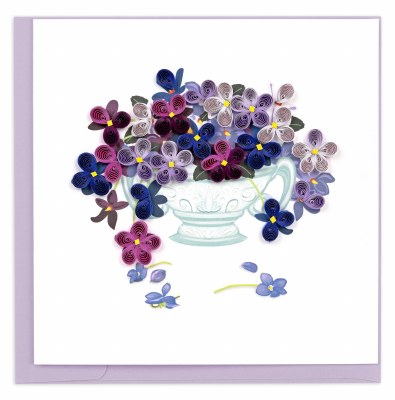 6" Square Violet Bouquet Quilling Card