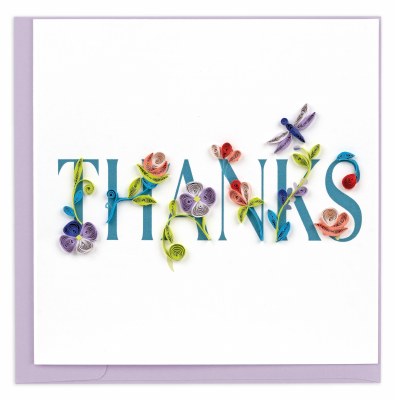 6" Square "Thanks" Flowers Quilling Card