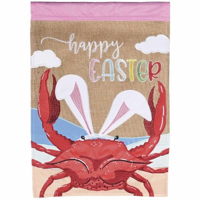 18" x 13" "Happy Easter" Easter Crab Mini Garden Flag