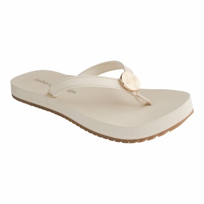 Size 8 Cream Cathy Snap Flip Flops