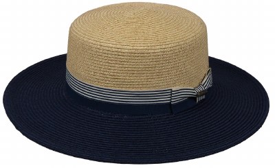 3" Brim Navy and White Hat